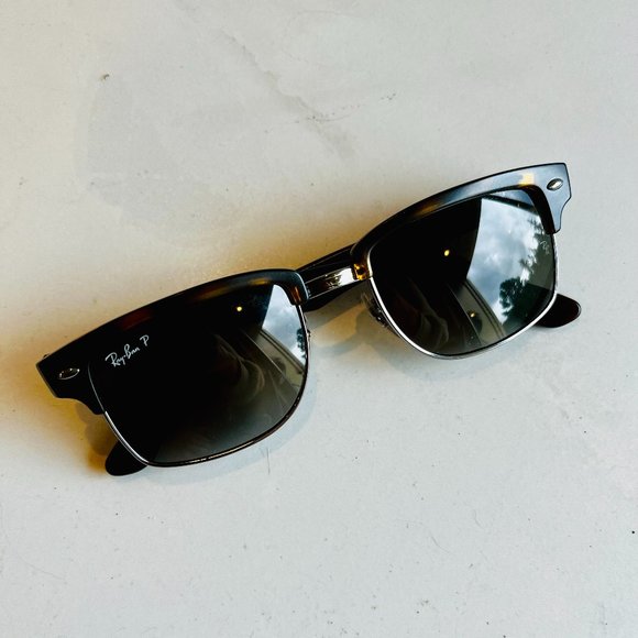 Ray-Ban Black and Silver Clubmaster Sunglasses